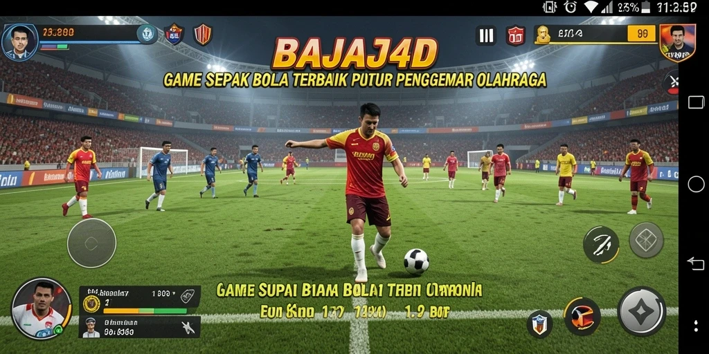 Tampilan gameplay sepak bola yang menarik dan dinamis.