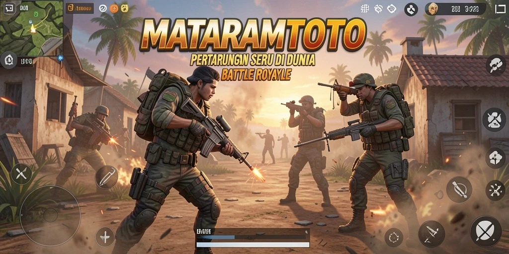 Screenshot dari gameplay intens di MATARAMTOTO dengan aksi Battle Royale.