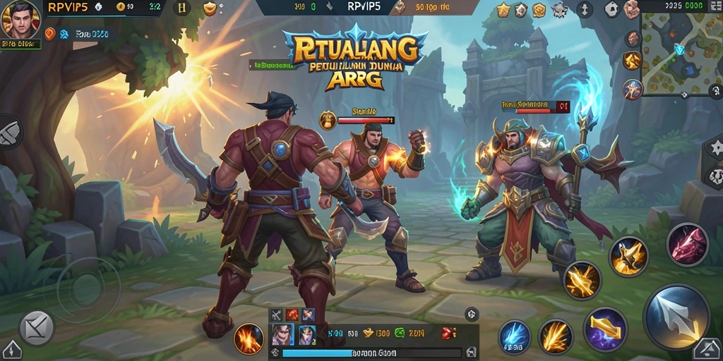 Tampilan aksi gameplay seru dalam dunia ARPG RPVIP5.
