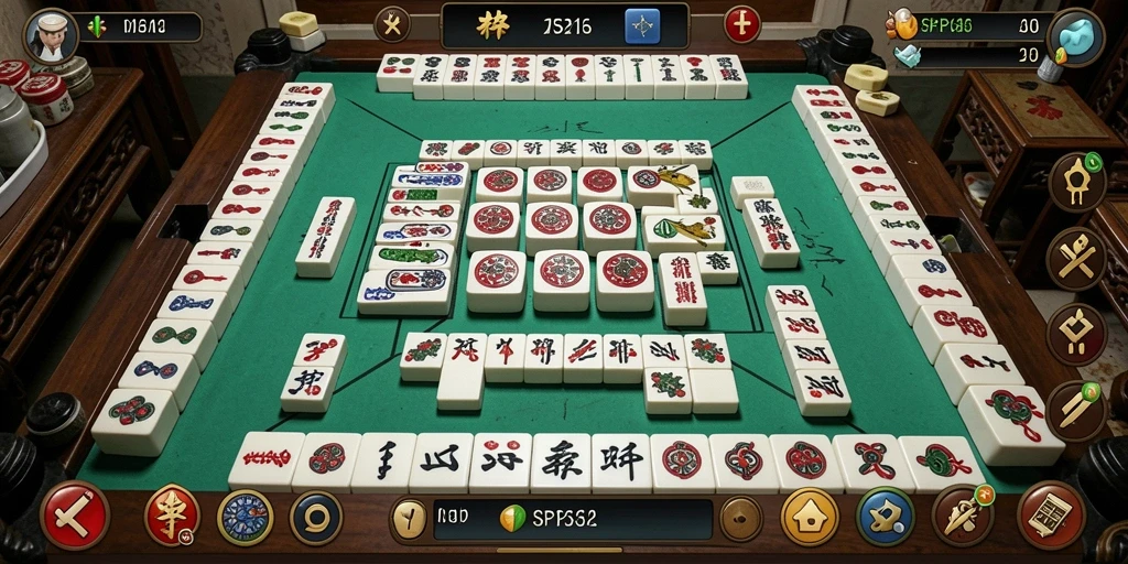 Tampilan gameplay Mahjong yang menakjubkan dan penuh warna.