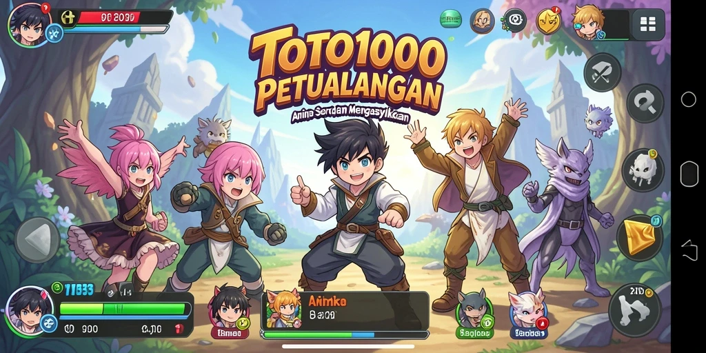 Screenshot utama TOTO1000 menunjukkan gameplay yang seru dan karakter yang menawan.