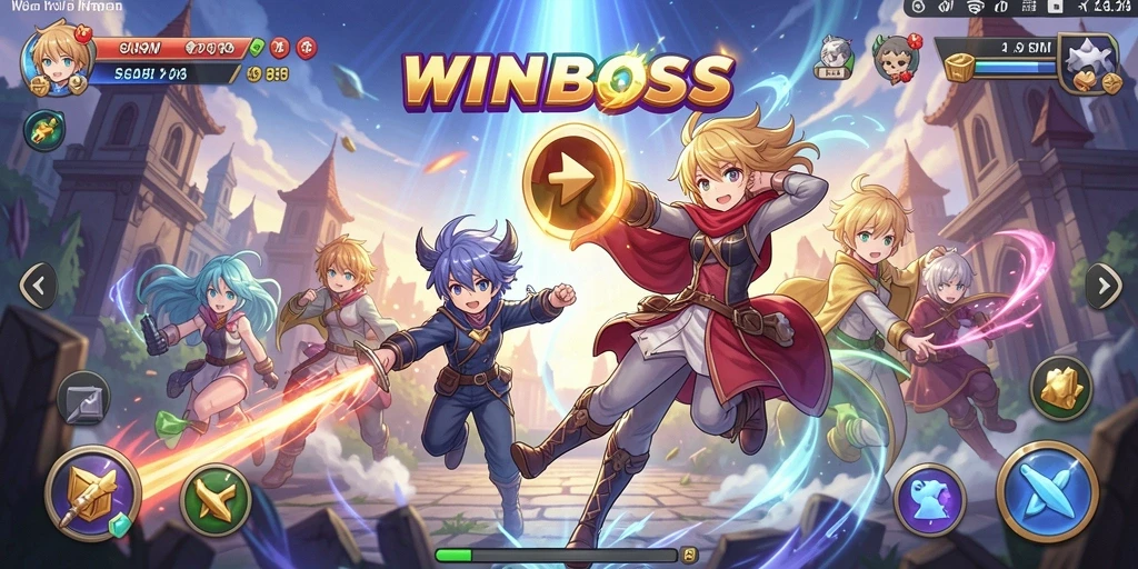 Screenshot gameplay WINBOSS yang menampilkan aksi seru dalam dunia Anime.
